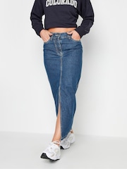 PixieGirl Petite Blue 100% Cotton Maxi Skirt - Image 1 of 5