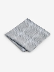 Light Grey/Light Blue Check Slim Tie And Pocket Square Set - Image 3 of 11