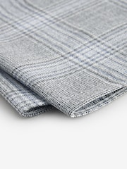 Light Grey/Light Blue Check Slim Tie And Pocket Square Set - Image 5 of 11