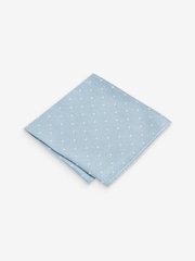 Light Grey/Light Blue Check Slim Tie And Pocket Square Set - Image 6 of 11