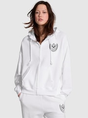 Victoria's Secret PINK Optic White Zip Up Fleece Hoodie - Image 1 of 3
