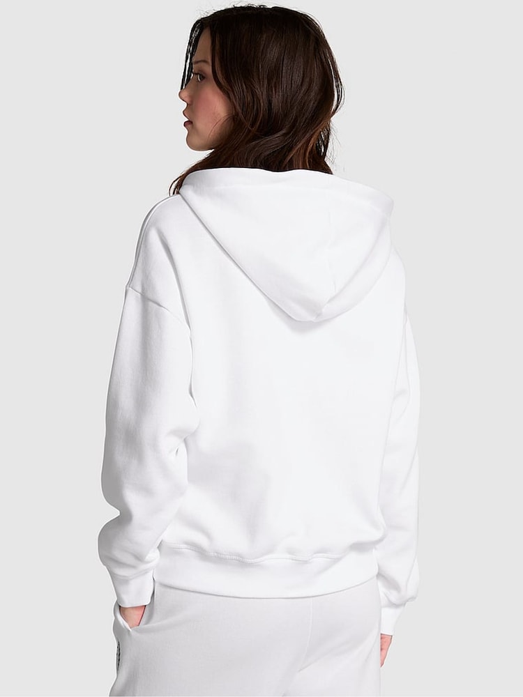 Victoria's Secret PINK Optic White Zip Up Fleece Hoodie - Image 2 of 3
