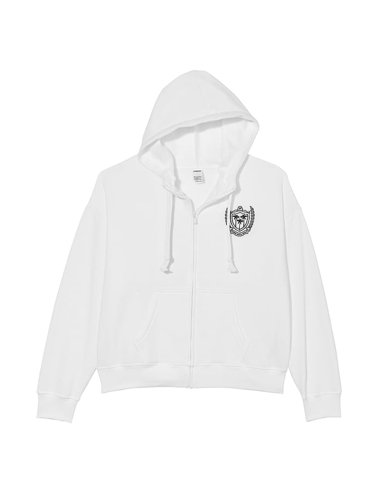 Victoria's Secret PINK Optic White Zip Up Fleece Hoodie - Image 3 of 3