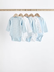 Blue 5 Pack Baby Bear Long Sleeve Bodysuits - Image 1 of 13