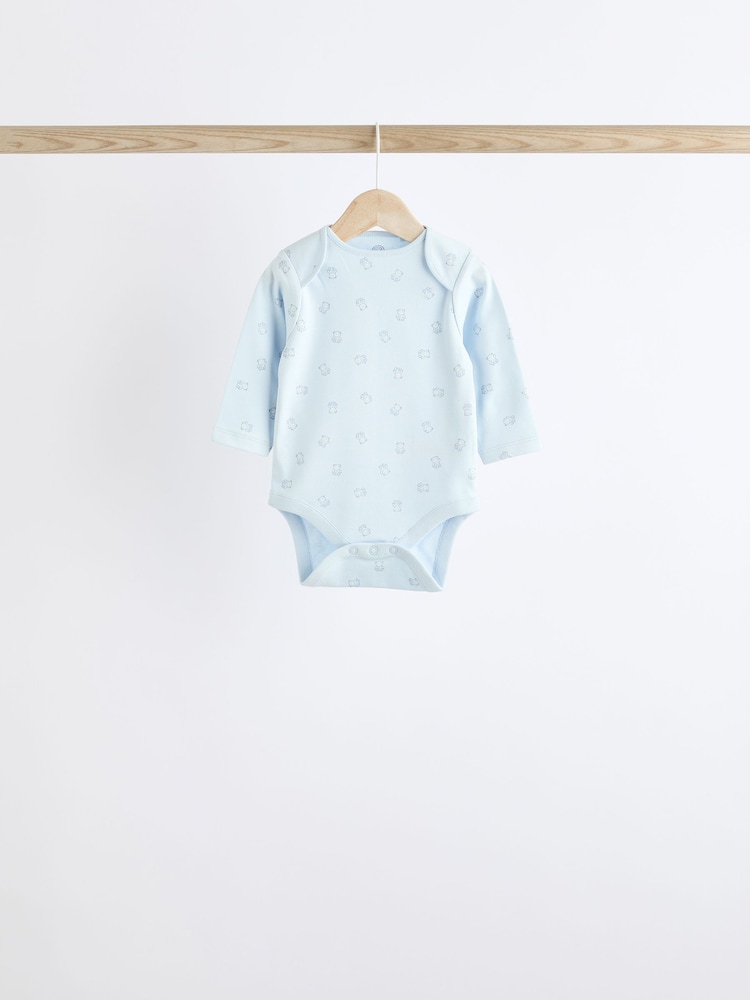 Blue 5 Pack Baby Bear Long Sleeve Bodysuits - Image 2 of 13