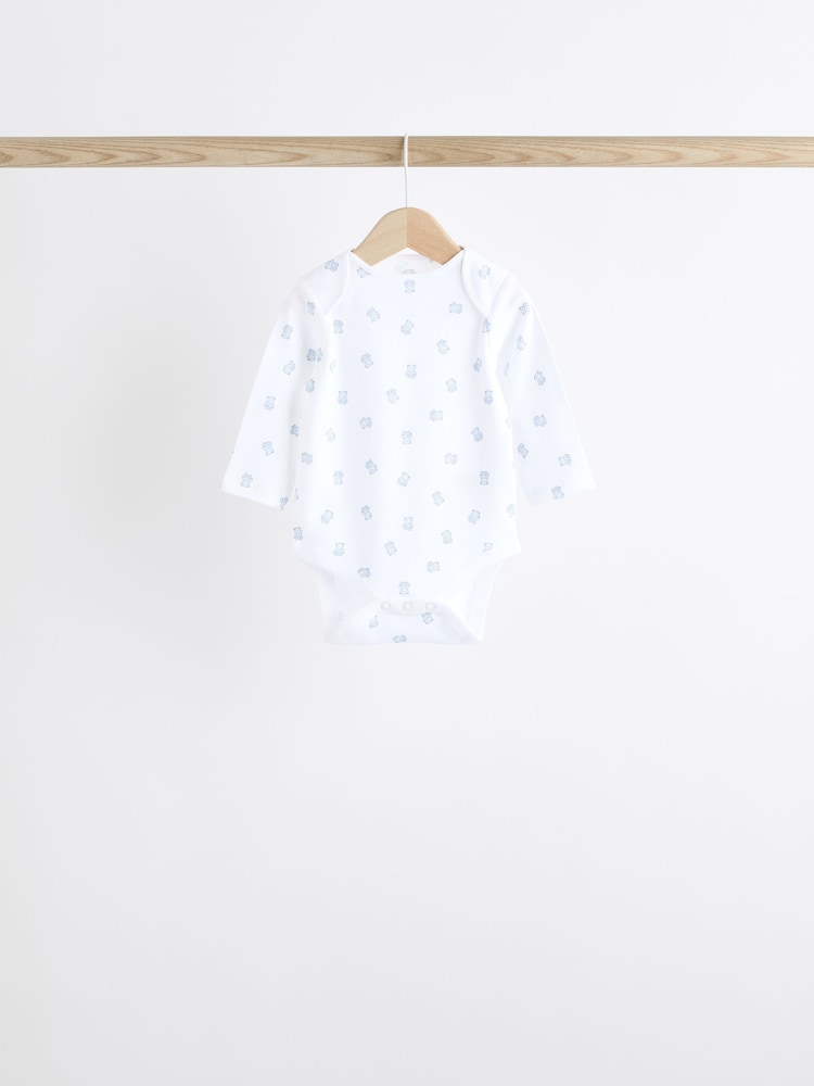 Blue 5 Pack Baby Bear Long Sleeve Bodysuits - Image 5 of 13