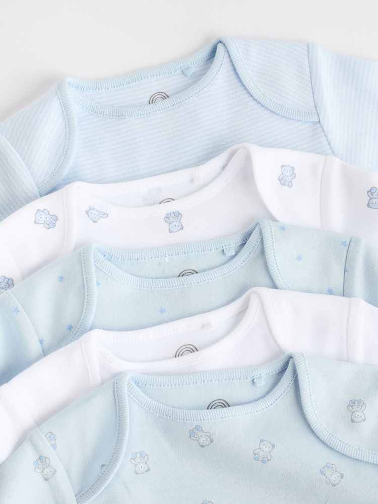 Blue 5 Pack Baby Bear Long Sleeve Bodysuits - Image 9 of 13