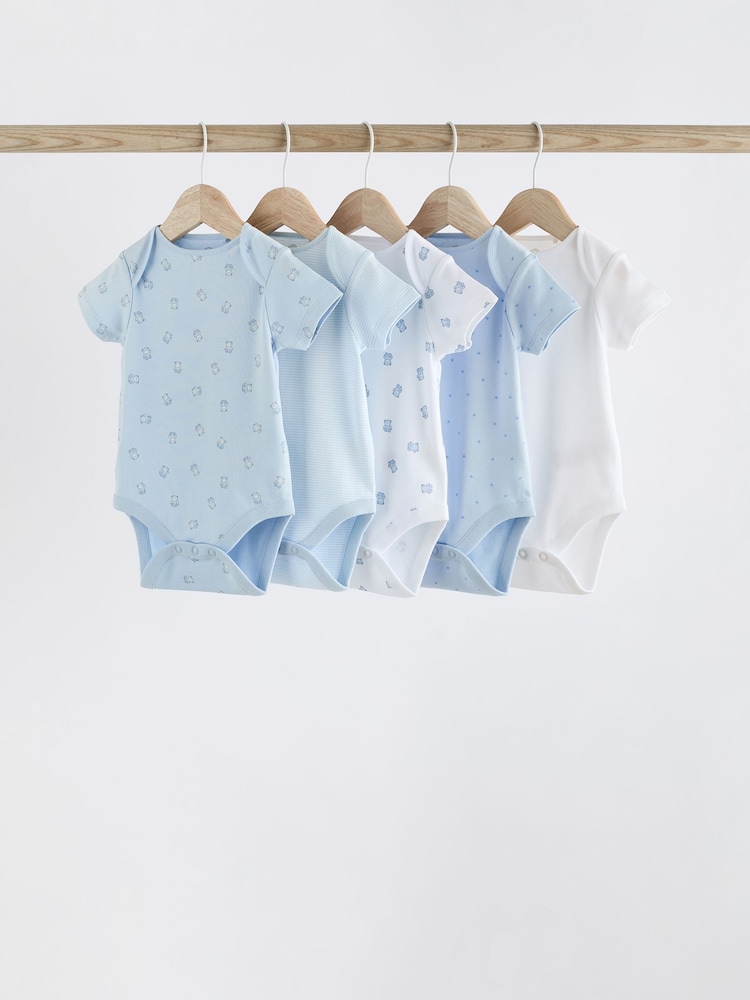 Blau - Kurzarm-Baby-Bodys mit Bärenmotiv - Bild 1 von 12