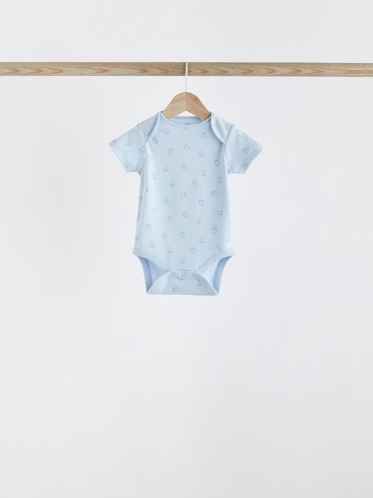 Blau - Kurzarm-Baby-Bodys mit Bärenmotiv - Bild 2 von 12