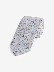 Neutral Brown Floral Pattern Tie - Image 1 of 3