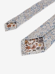 Neutral Brown Floral Pattern Tie - Image 3 of 3