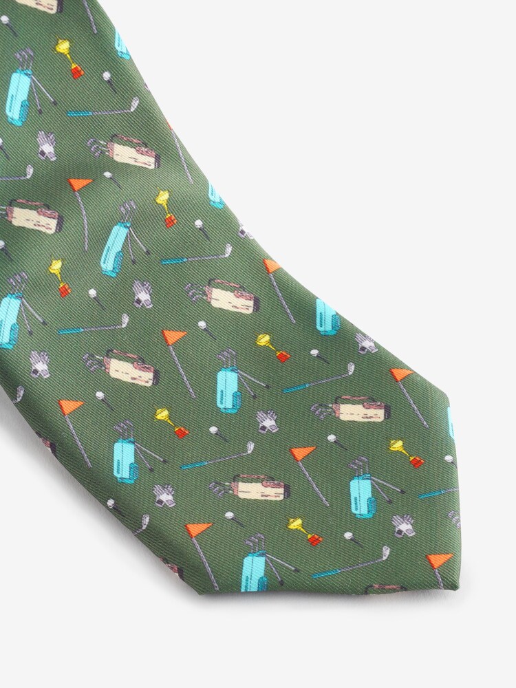 Green Golf Design Tie - Image 2 of 3