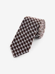 Brown Elephant Slim Pattern Tie - Image 1 of 3