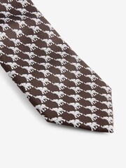 Brown Elephant Slim Pattern Tie - Image 2 of 3