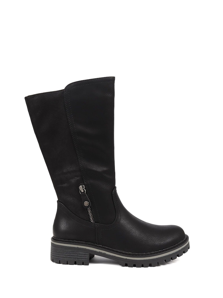 أسود - بوت أسود طويل كاجوال من Pavers - صورة 1 من 1