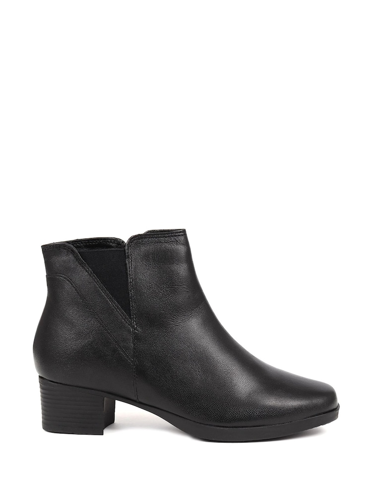 Pavers Heeled Leather Black Ankle Boots - Image 1 of 5