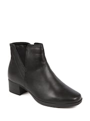 Pavers Heeled Leather Black Ankle Boots - Image 2 of 5
