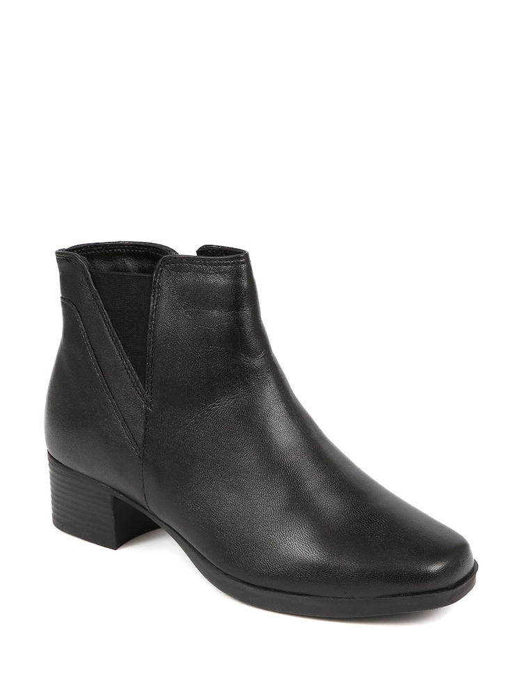 Pavers Heeled Leather Black Ankle Boots - Image 2 of 5
