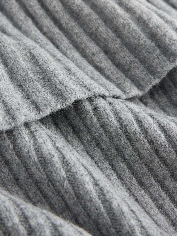 Grey Knitted Ribbed Long Sleeve Cape Layer Jumper - Image 2 of 8 Grey Knitted Ribbed Long Sleeve Cape Layer Jumper - Image 2 of 8