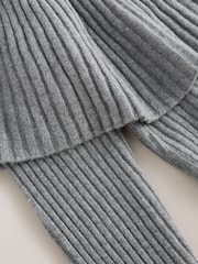 Grey Knitted Ribbed Long Sleeve Cape Layer Jumper - Image 8 of 8