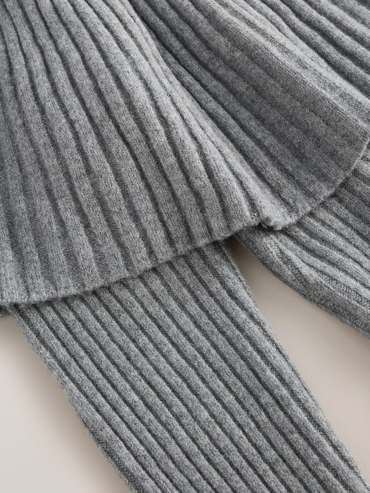 Grey Knitted Ribbed Long Sleeve Cape Layer Jumper - Image 8 of 8 Grey Knitted Ribbed Long Sleeve Cape Layer Jumper - Image 8 of 8