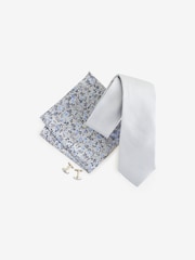 Light Blue Silk Tie, Pocket Square and Cufflinks Gift Box Set - Image 2 of 4