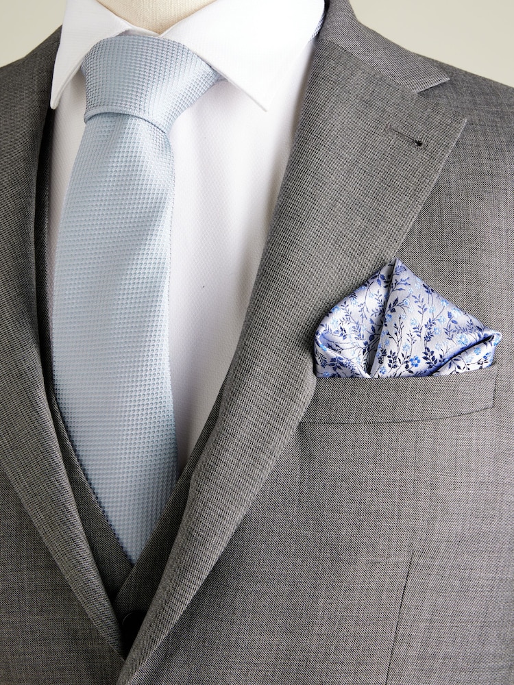 Light Blue Silk Tie, Pocket Square and Cufflinks Gift Box Set - Image 3 of 4