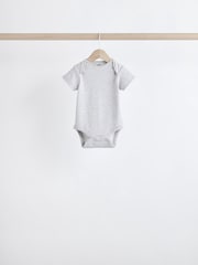 Grey/White Short Sleeve Bodysuits 5 Pack - Image 5 of 14