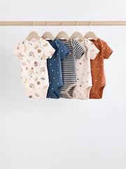 Neutral Space Baby 100% Cotton Short Sleeved Bodysuits 5 Pack - Image 1 of 14