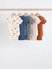 Neutral Space Baby 100% Cotton Short Sleeved Bodysuits 5 Pack - Image 2 of 14