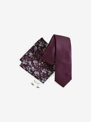 Burgundy Red Silk Tie, Pocket Square and Cufflinks Gift Box Set - Image 2 of 4