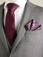 Burgundy Red Silk Tie, Pocket Square and Cufflinks Gift Box Set - Image 3 of 4