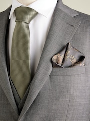 Olive Green Silk Tie, Pocket Square and Cufflinks Gift Box Set - Image 3 of 4