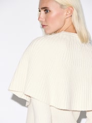 Ecru Knitted Ribbed Long Sleeve Cape Layer Jumper - Image 5 of 8