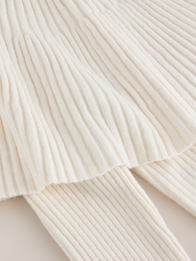 Ecru Knitted Ribbed Long Sleeve Cape Layer Jumper - Image 8 of 8 Ecru Knitted Ribbed Long Sleeve Cape Layer Jumper - Image 8 of 8