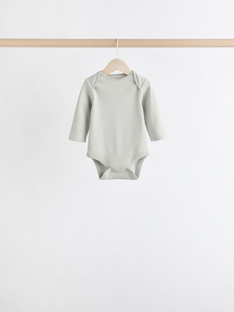 Grey/White Long Sleeve Bodysuits 5 Pack - Image 3 of 13
