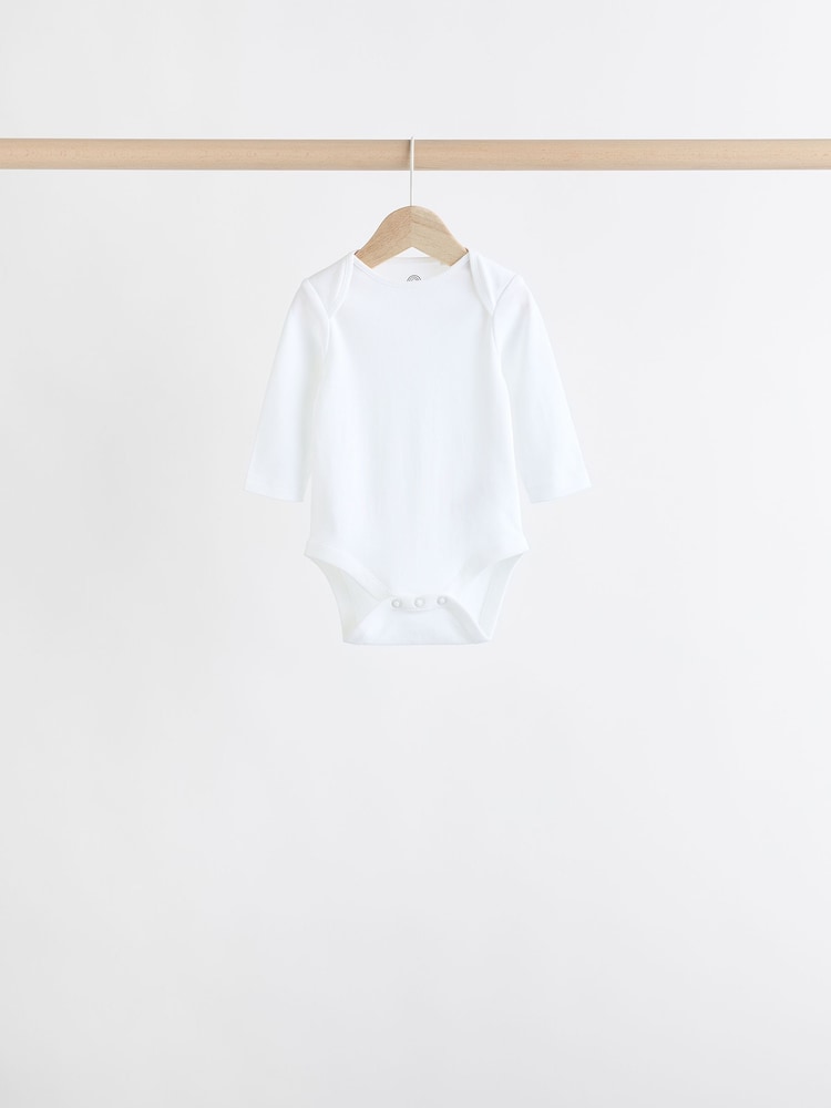 Grey/White Long Sleeve Bodysuits 5 Pack - Image 4 of 13
