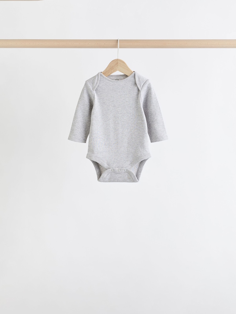 Grey/White Long Sleeve Bodysuits 5 Pack - Image 5 of 13