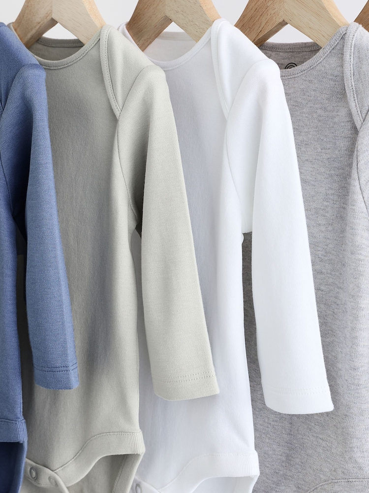 Grey/White Long Sleeve Bodysuits 5 Pack - Image 9 of 13