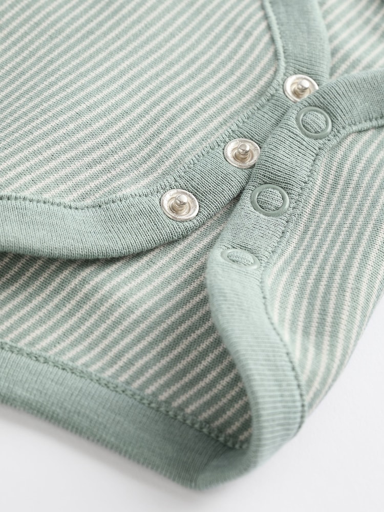Blue Stripe Long Sleeve Baby Bodysuits 5 Pack - Image 11 of 13