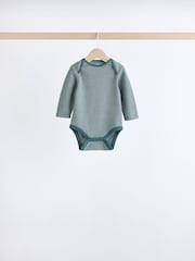 Blue Stripe Long Sleeve Baby Bodysuits 5 Pack - Image 3 of 13
