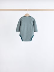 Blue Stripe Long Sleeve Baby Bodysuits 5 Pack - Image 4 of 13