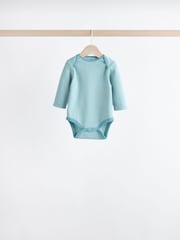 Blue Stripe Long Sleeve Baby Bodysuits 5 Pack - Image 5 of 13