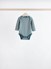Blue Stripe Long Sleeve Baby Bodysuits 5 Pack - Image 7 of 13