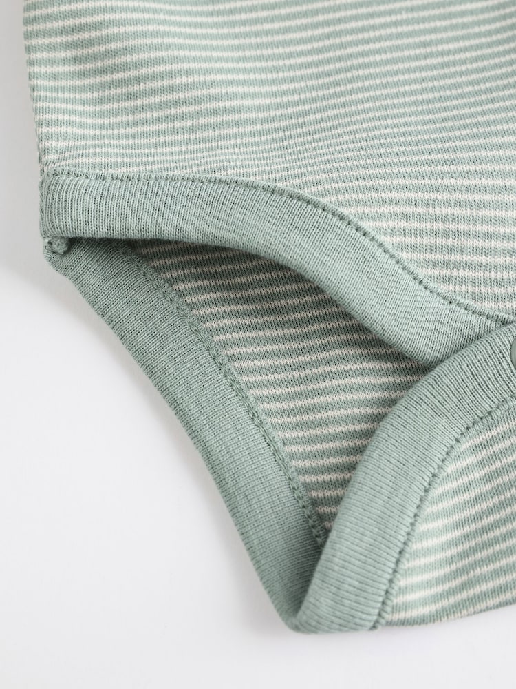 Blue Stripe Long Sleeve Baby Bodysuits 5 Pack - Image 9 of 13