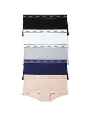 PINK Black/White/Nude/Grey/Navy Blue Short 5 Pack Knickers - Image 1 of 4