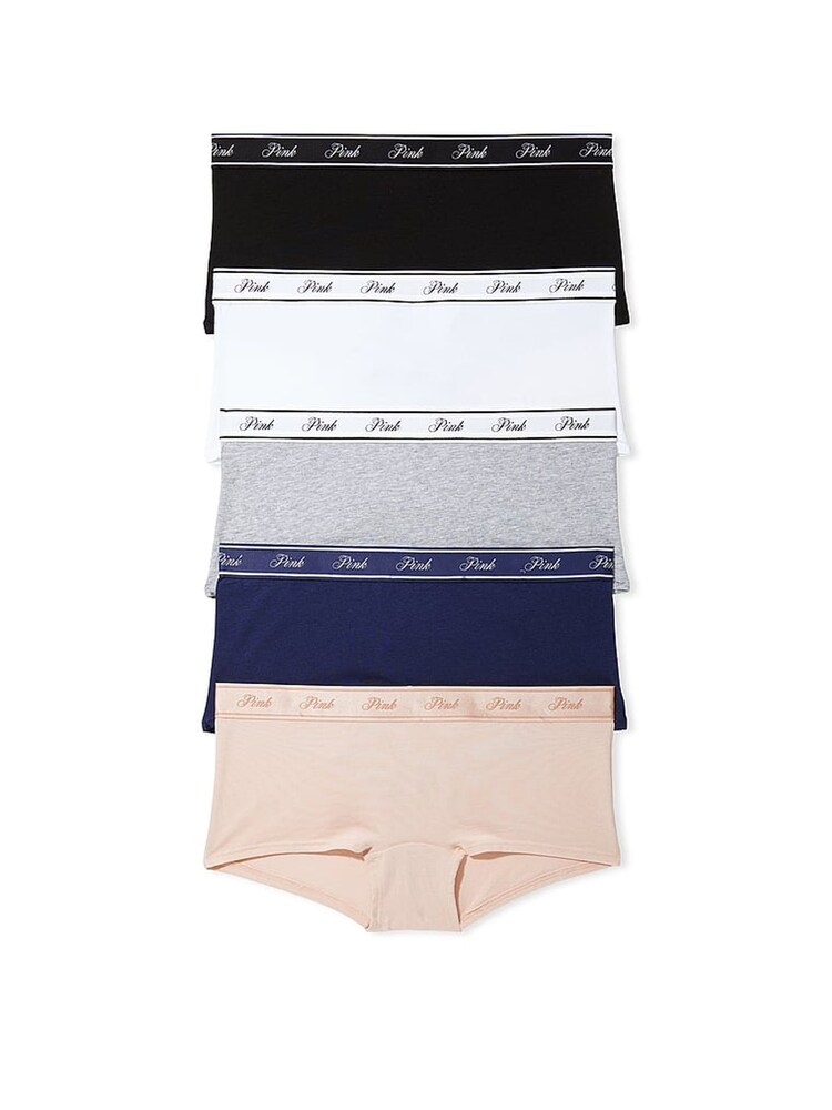 PINK Black/White/Nude/Grey/Navy Blue Short 5 Pack Knickers - Image 1 of 4