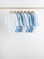 Blue 7 Pack Baby Long Sleeve Bodysuits - Image 1 of 10