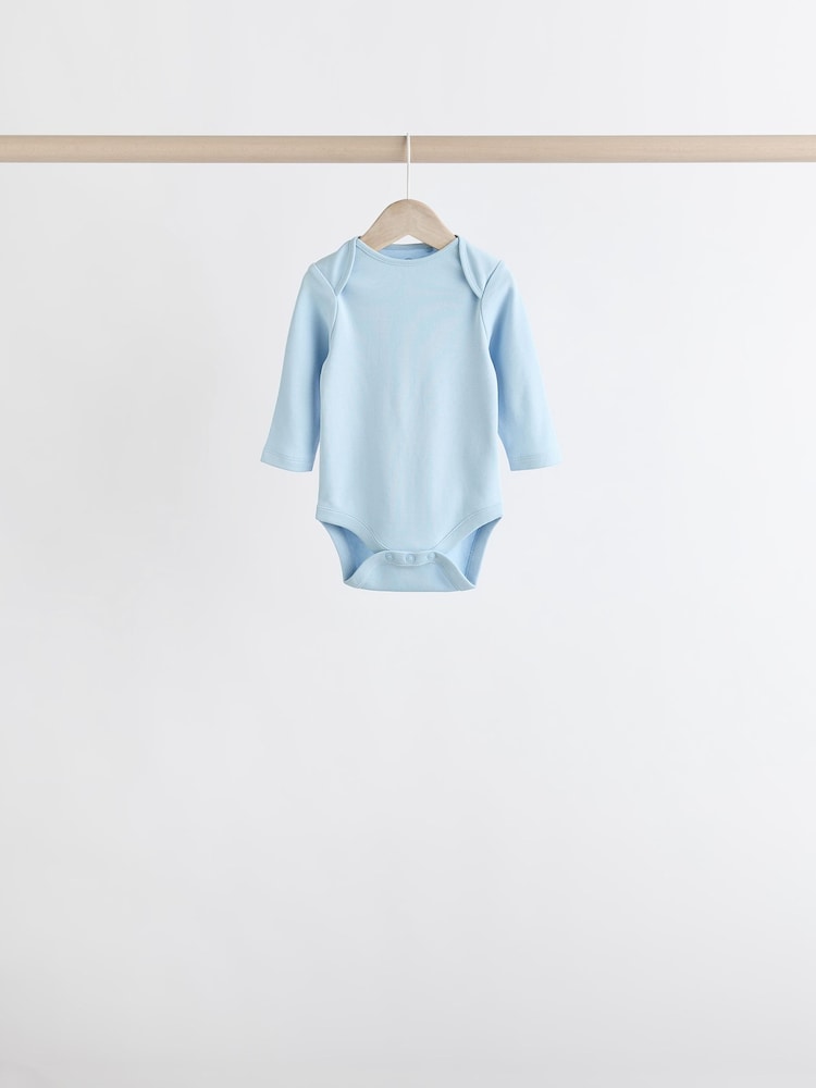 Blue 7 Pack Baby Long Sleeve Bodysuits - Image 3 of 10