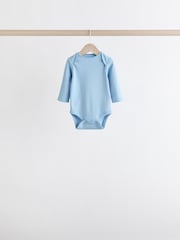 Blue 7 Pack Baby Long Sleeve Bodysuits - Image 4 of 10